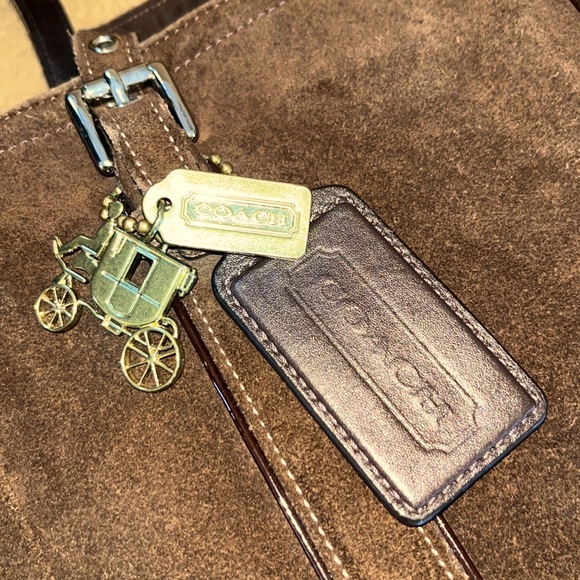 COACH Brown Leather Suede Hampton Tote Bag - Picture 3 of 12